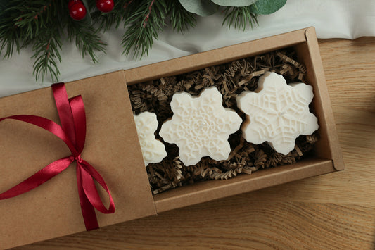 Geschenkbox Schneeflocken Kerzen